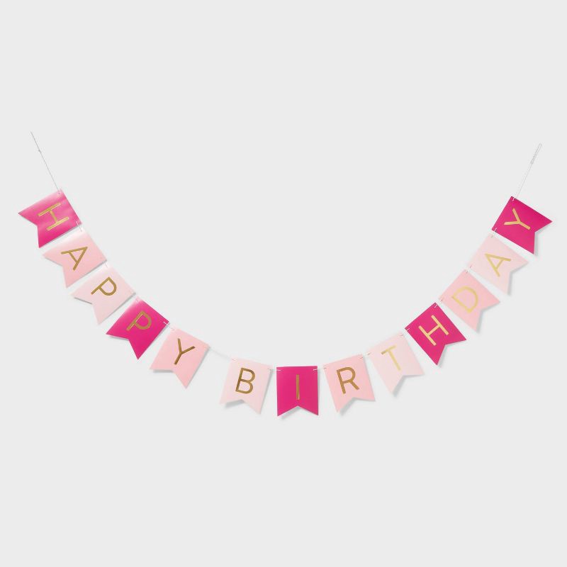 slide 1 of 4, Hot Pink Happy Birthday Banner - Spritz™, 1 ct