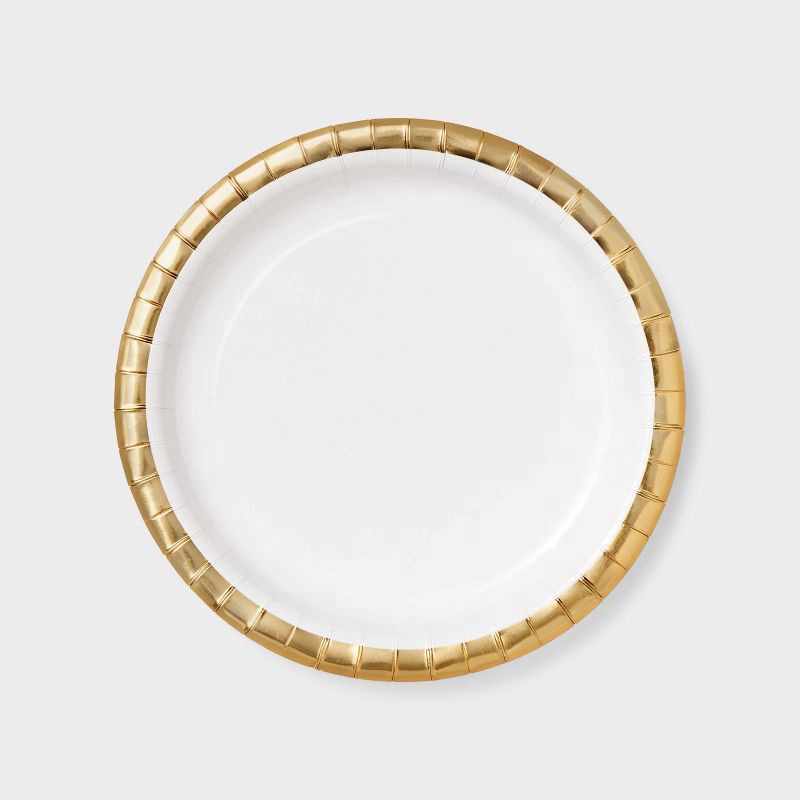 slide 1 of 3, 20ct Dinner Plates Gold White Solid - Spritz™, 20 ct