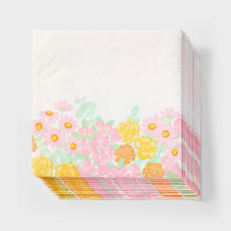 slide 1 of 3, 30ct Floral Lunch Napkins - Spritz™, 30 ct