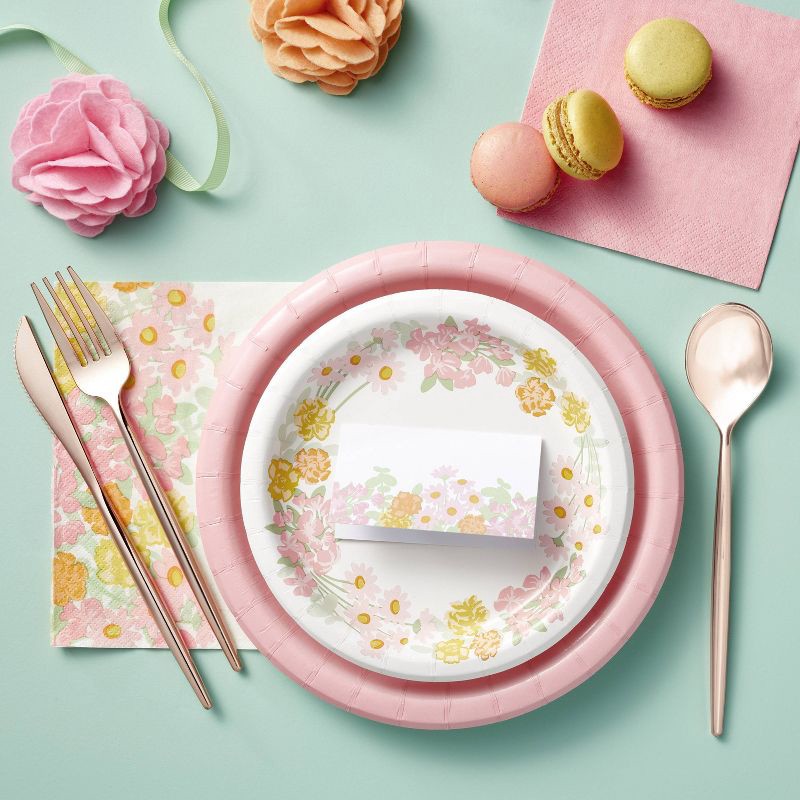slide 2 of 3, 20ct 8.5" Disposable Dinner Plates Light Pink - Spritz™, 20 ct