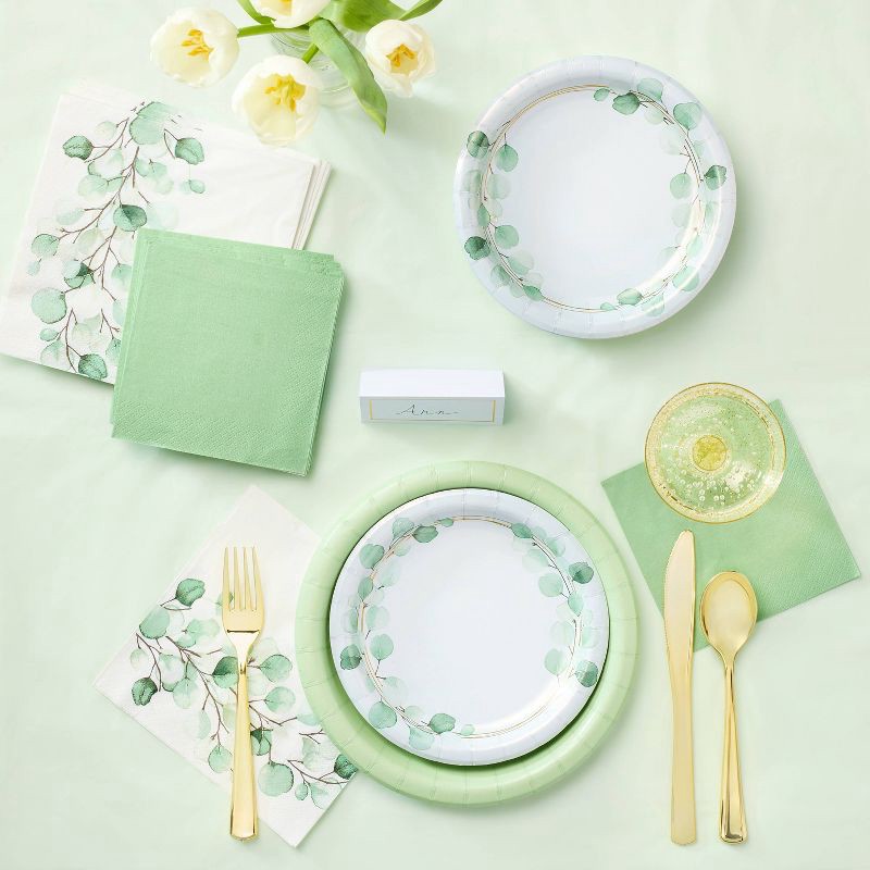 slide 2 of 3, 20ct 8.5" Disposable Dinner Plates Sage Green - Spritz™, 20 ct