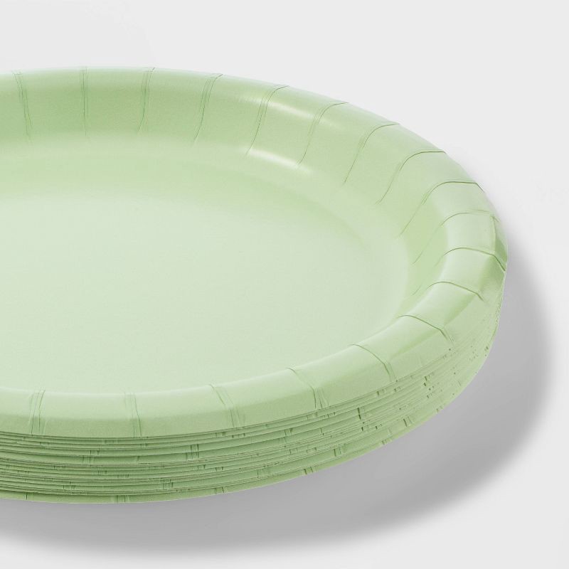 slide 3 of 3, 20ct 8.5" Disposable Dinner Plates Sage Green - Spritz™, 20 ct