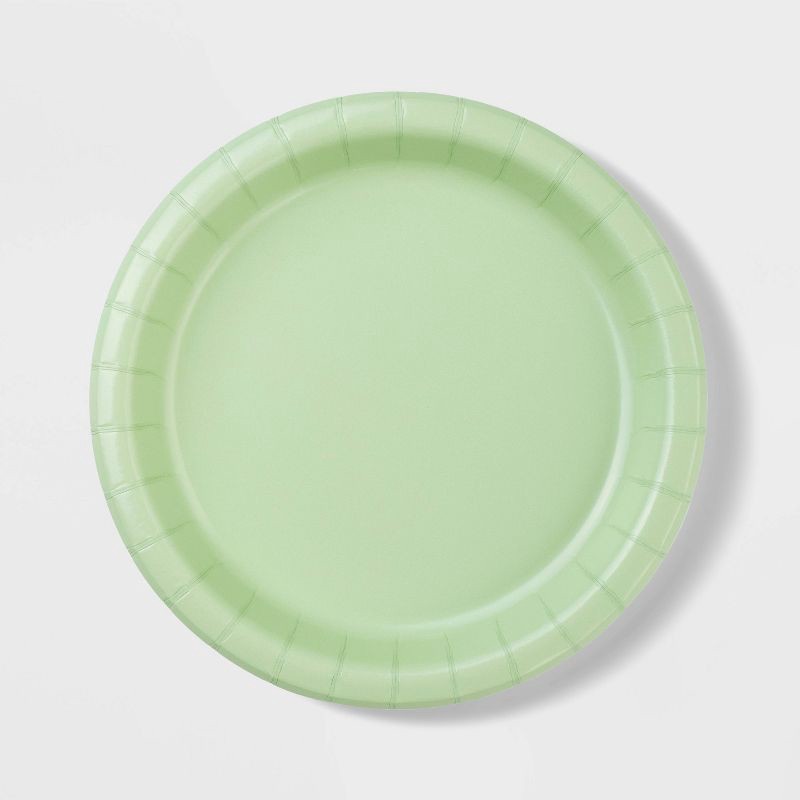 slide 1 of 3, 20ct 8.5" Disposable Dinner Plates Sage Green - Spritz™, 20 ct