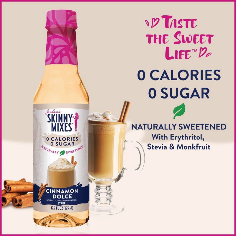 slide 2 of 6, Jordan's Skinny Mixes Naturally Sweetened Sugar Free Cinnamon Dolce Coffee Flavoring Syrup - 12.7 fl oz, 12.7 fl oz