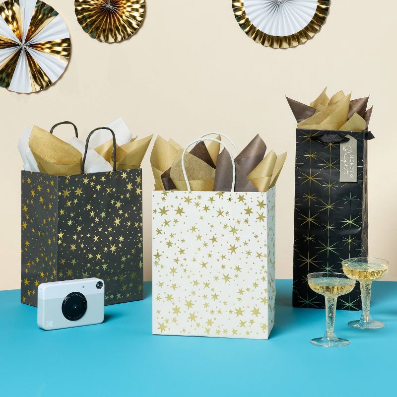 slide 2 of 3, 20ct Tissue Paper Gold/White/Brown - Spritz™: Solid Gift Packaging, 16.5" x 24", 20 Sheets, Black Tissue, 20 ct, 20 sheets