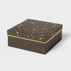 Gold/Black Stars Square Gift Box - Spritz™: Polka Dots, Classic Patterns, 10"x10"x4", All Occasions, Paper