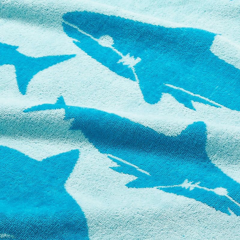 slide 4 of 4, Shark Beach Towel - Sun Squad™: 100% Cotton, Lightweight Terry Fabric, Machine Washable, for Pool & Swim, 1 ct