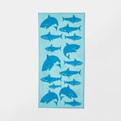 Shark Beach Towel - Sun Squad™: 100% Cotton, Lightweight Terry Fabric, Machine Washable, for Pool & Swim