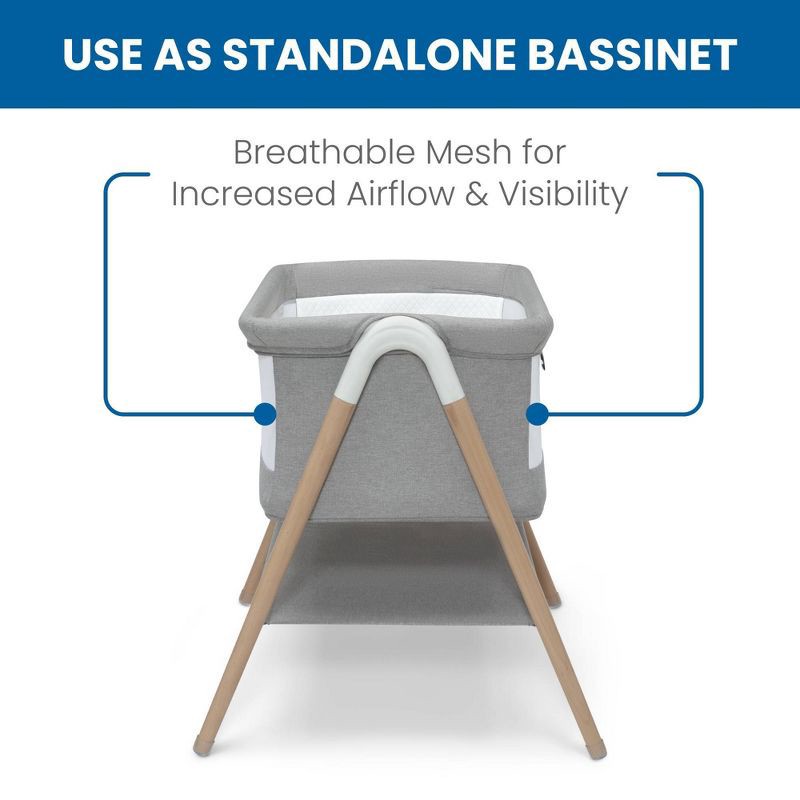 slide 5 of 14, Simmons Kids' Koi Beechwood By the Bed Bassinet - Dove Gray, 1 ct