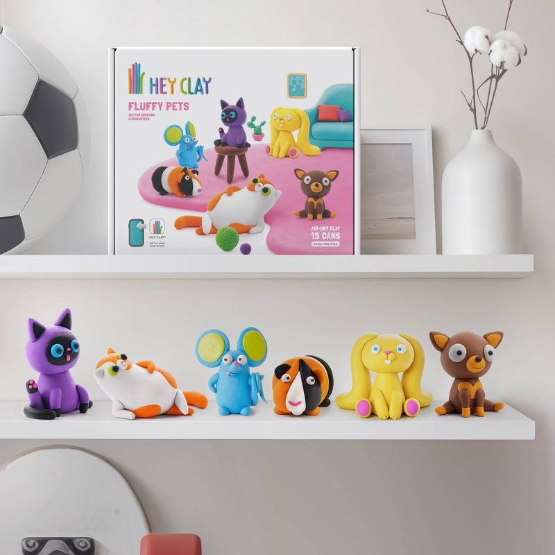 slide 8 of 8, HEY CLAY 17pc Fluffy Pets: Non-Toxic Modeling Dough for Kids, Includes Sculpting Tools & Instructions, Ages 3+, 17 ct