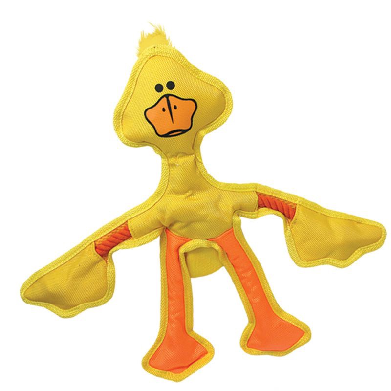 slide 2 of 3, Multipet Skeleropes Duck Dog Toy - Yellow - 15", 1 ct