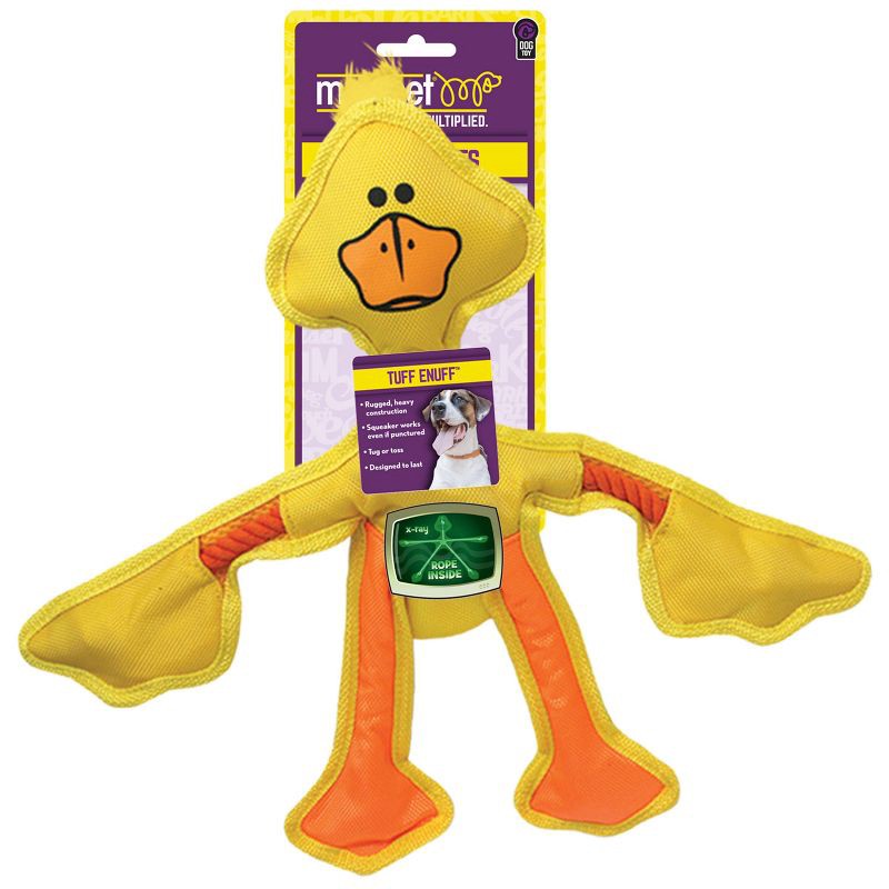 slide 1 of 3, Multipet Skeleropes Duck Dog Toy - Yellow - 15", 1 ct