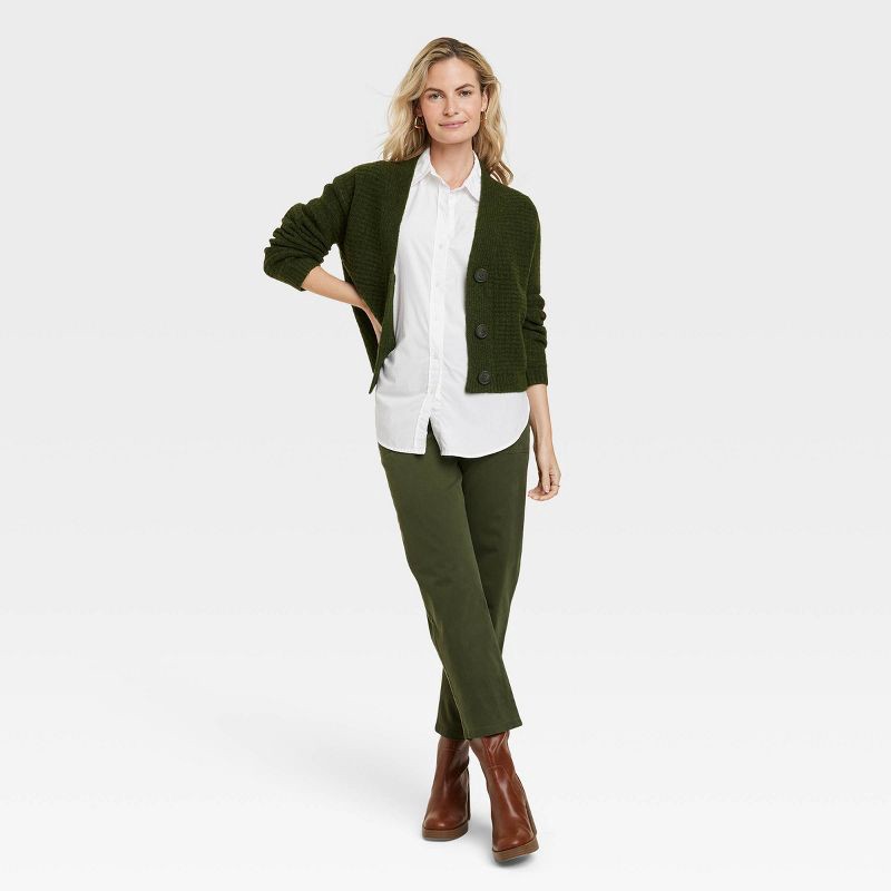 slide 3 of 3, Women's Oversized Long Sleeve Collared Button-Down Shirt - Universal Thread™ White L: Poplin, Below Hip Length, 1 ct