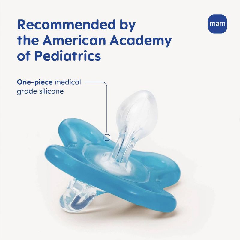 slide 2 of 8, MAM Comfort 1 Newborn Lightweight Silicone Pacifier - Boy - 2pk, 2 ct