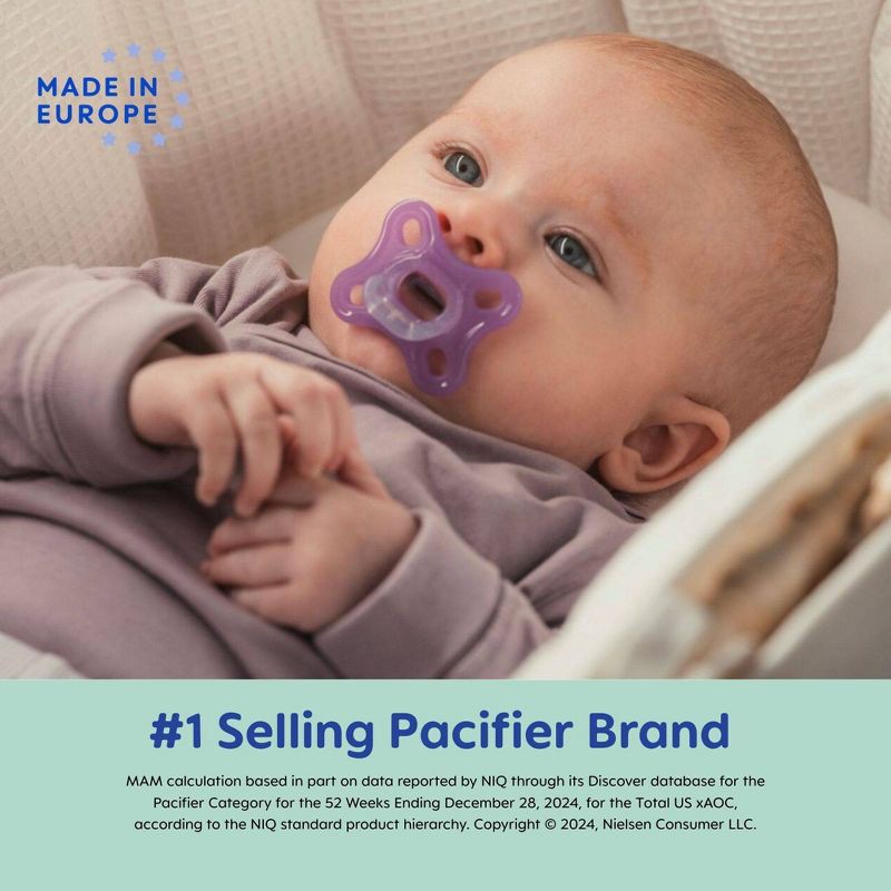 slide 3 of 8, MAM Comfort 1 Newborn Lightweight Silicone Pacifier - Boy - 2pk, 2 ct