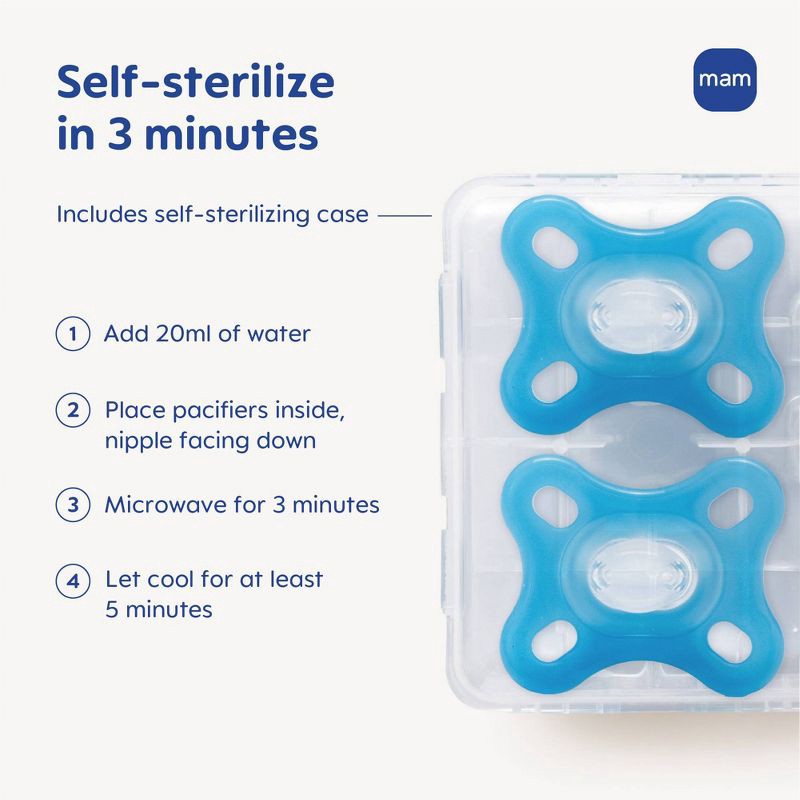 slide 6 of 8, MAM Comfort 1 Newborn Lightweight Silicone Pacifier - Boy - 2pk, 2 ct