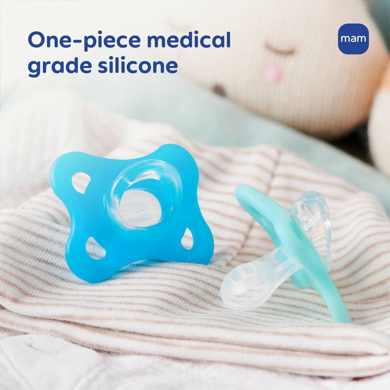 slide 8 of 8, MAM Comfort 1 Newborn Lightweight Silicone Pacifier - Boy - 2pk, 2 ct