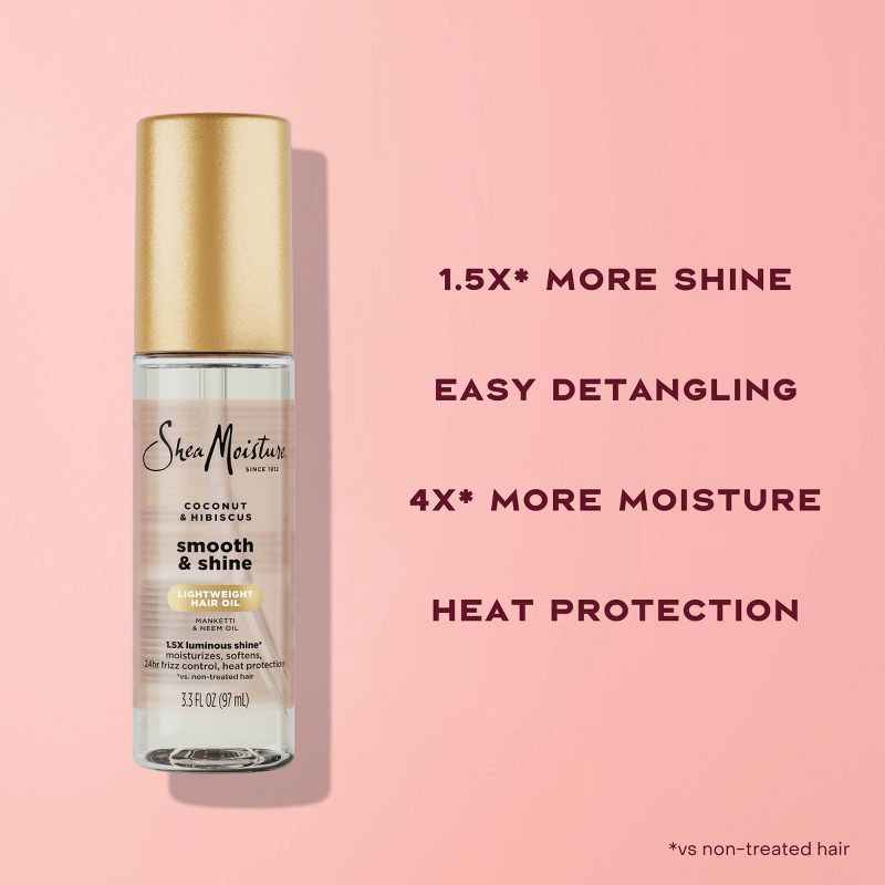 slide 4 of 10, SheaMoisture Coconut and Hibiscus Smooth + Shine Hair Oil - 3.3 fl oz, 3.3 fl oz