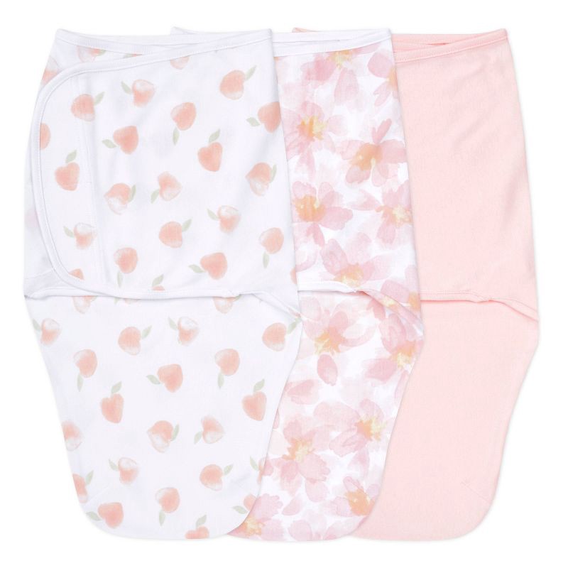 slide 1 of 9, aden + anais essentials Baby Girl 100% Cotton Zipless Easy 3pk Swaddle Wraps - Garden Floral 0-3m, 3 ct