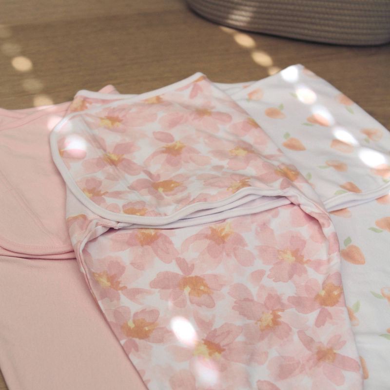 slide 9 of 9, aden + anais essentials Baby Girl 100% Cotton Zipless Easy 3pk Swaddle Wraps - Garden Floral 0-3m, 3 ct