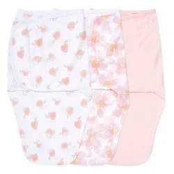 aden + anais essentials Baby Girl 100% Cotton Zipless Easy 3pk Swaddle Wraps - Garden Floral 0-3m