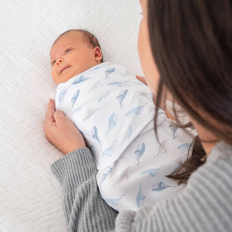 slide 3 of 8, aden + anais essentials Baby Boy 100% Cotton Zipless Easy 3pk Swaddle Wraps - At Sea 0-3m, 3 ct