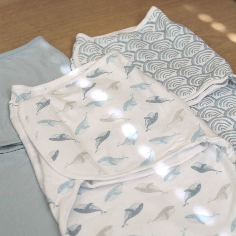 slide 8 of 8, aden + anais essentials Baby Boy 100% Cotton Zipless Easy 3pk Swaddle Wraps - At Sea 0-3m, 3 ct