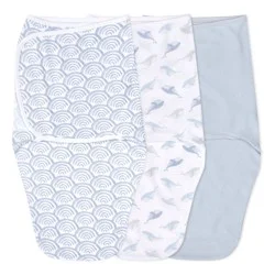 aden + anais essentials Baby Boy 100% Cotton Zipless Easy 3pk Swaddle Wraps - At Sea 0-3m