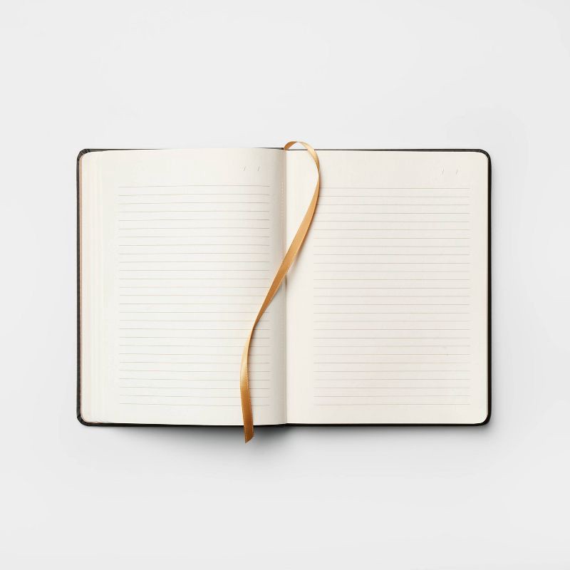 slide 3 of 3, 240pg Ruled Journal 8"x6" Faux Leather Compass - Threshold™: Soft Cover, Sewn Binding, Narrow Lined Paper, Multicolored, 1 ct