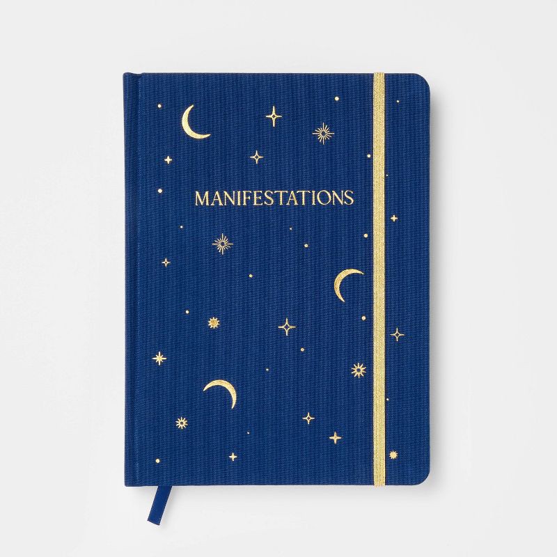 slide 1 of 3, 240pg College Ruled Journal 8"x6" Celestial Manifestations - Threshold™: Hard Cover, Lined Paper, Blue, FSC Certified, 1 ct