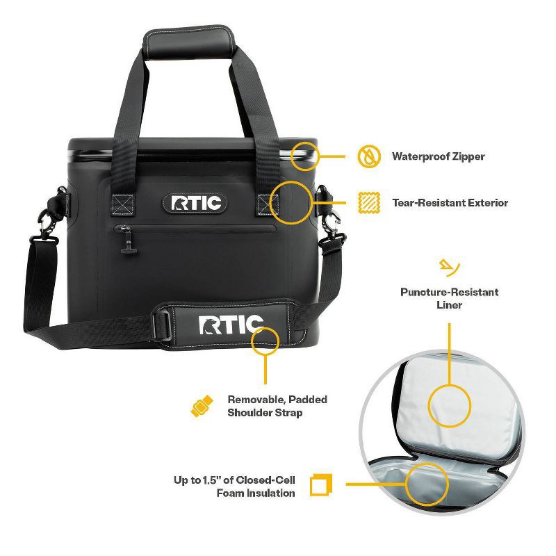 slide 4 of 9, RTIC Outdoors 30 Cans Ultra-Tough Soft Sided Cooler - Black, 30 cans