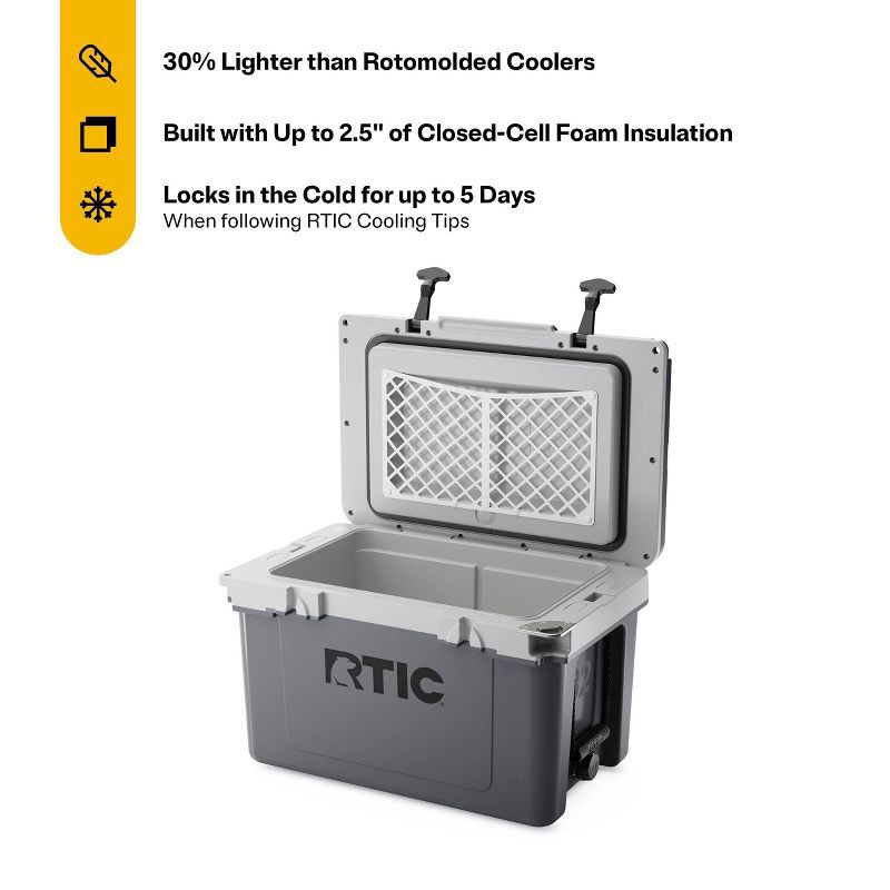 slide 3 of 13, RTIC Outdoors 32 QT Ultra-Light Hard Sided Cooler - Gray: Compact Outdoor Beverage Storage, 32 qt