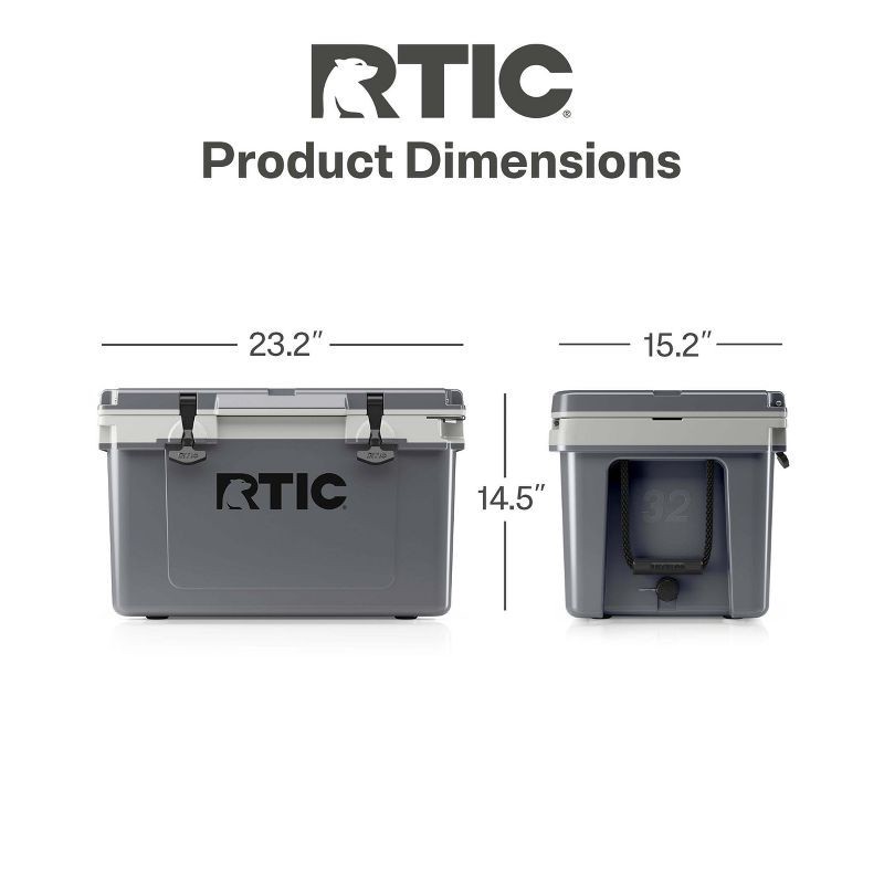 slide 4 of 13, RTIC Outdoors 32 QT Ultra-Light Hard Sided Cooler - Gray: Compact Outdoor Beverage Storage, 32 qt