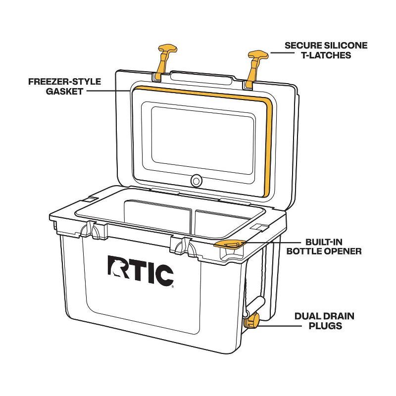 slide 9 of 13, RTIC Outdoors 32 QT Ultra-Light Hard Sided Cooler - Gray: Compact Outdoor Beverage Storage, 32 qt