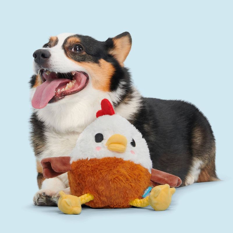 slide 3 of 6, BARK 9.5" Classic Fuzzy Farm Rooster Plush Rope Dog Toy, 1 ct