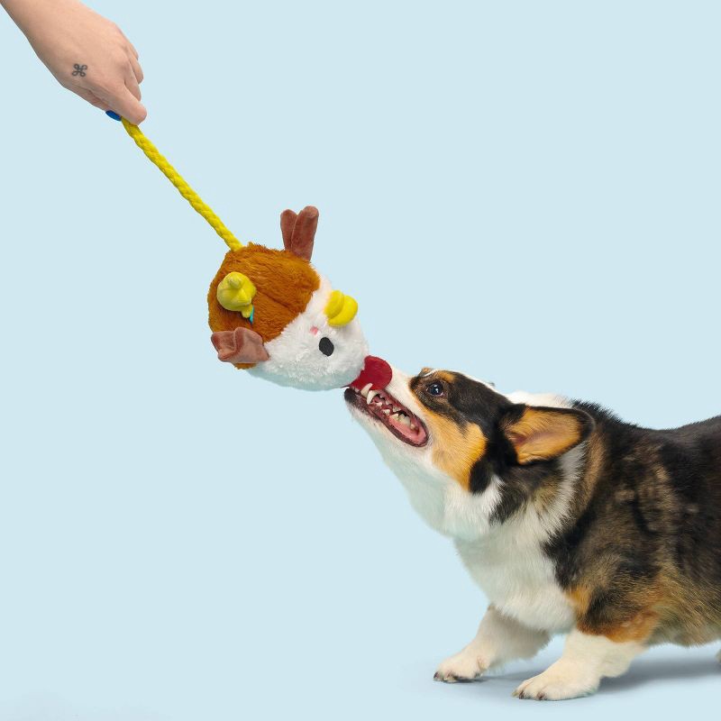 slide 4 of 6, BARK 9.5" Classic Fuzzy Farm Rooster Plush Rope Dog Toy, 1 ct