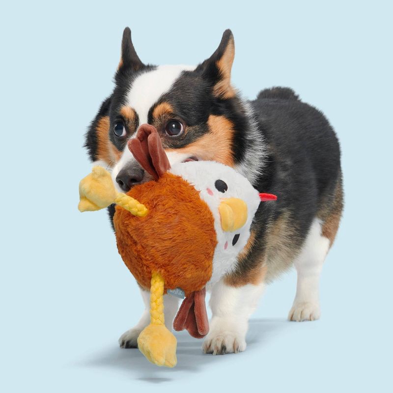 slide 5 of 6, BARK 9.5" Classic Fuzzy Farm Rooster Plush Rope Dog Toy, 1 ct