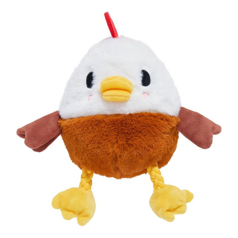 slide 1 of 6, BARK 9.5" Classic Fuzzy Farm Rooster Plush Rope Dog Toy, 1 ct