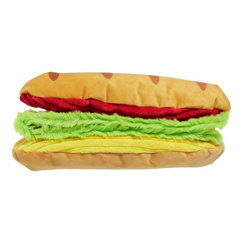 slide 1 of 6, BARK Sandwich Doggy Delivery Dog Toy: Squeaks, All Ages, Chew, Occupy, Cuddle, 1 ct
