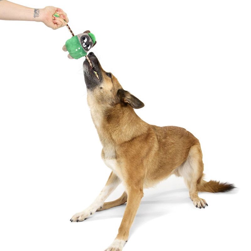 slide 3 of 7, BARK Pizza Delivery Raccoon Dog Plush Toy, 1 ct