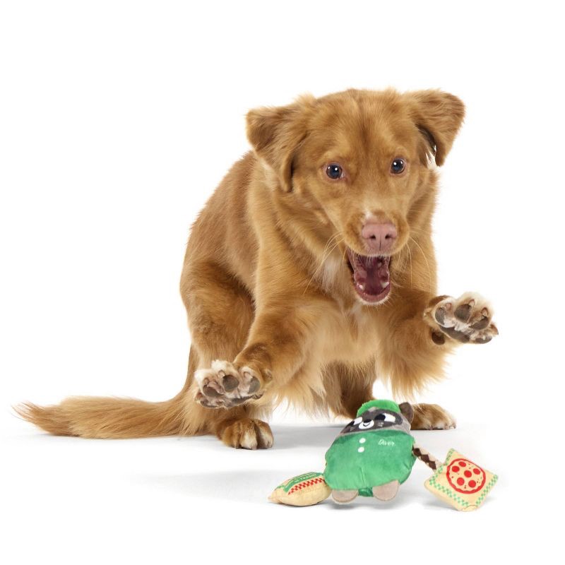 slide 6 of 7, BARK Pizza Delivery Raccoon Dog Plush Toy, 1 ct