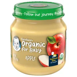 Gerber Stage 1 Baby Food, Organic Apple Jar, Fruit Puree, Non-GMO, Baby Puree