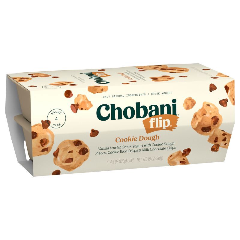 slide 2 of 7, Chobani Greek Yogurt Flip Cookie Dough - 4pk/4.5oz Cups, 4 ct; 4.5 oz