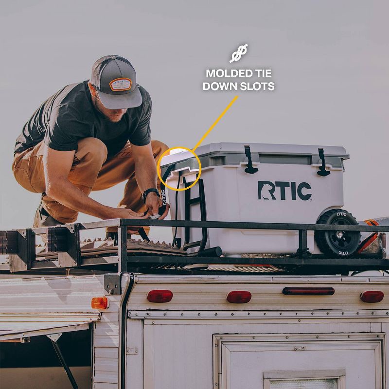 slide 12 of 13, RTIC Outdoors 52qt Ultra-Light Wheeled Hard Sided Cooler - Gray: Polypropylene Material, 78 Can Capacity, 52 qt, 78 can
