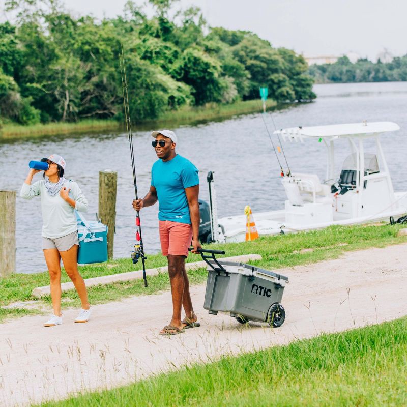 slide 7 of 13, RTIC Outdoors 52qt Ultra-Light Wheeled Hard Sided Cooler - Gray: Polypropylene Material, 78 Can Capacity, 52 qt, 78 can
