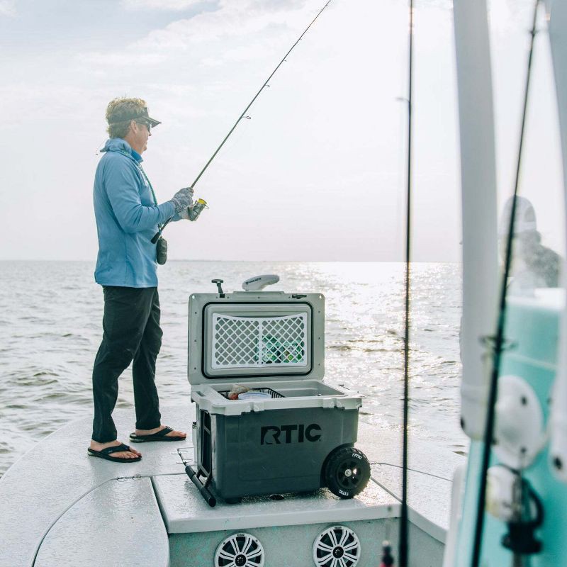 slide 8 of 13, RTIC Outdoors 52qt Ultra-Light Wheeled Hard Sided Cooler - Gray: Polypropylene Material, 78 Can Capacity, 52 qt, 78 can