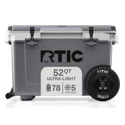 RTIC Outdoors 52qt Ultra-Light Wheeled Hard Sided Cooler - Gray: Polypropylene Material, 78 Can Capacity