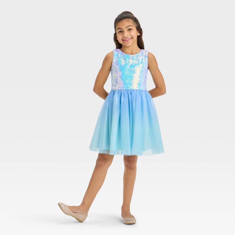 Girls Sleeveless Tulle Sequin Dress Cat Jack Periwinkle Blue XS 1 ct Shipt