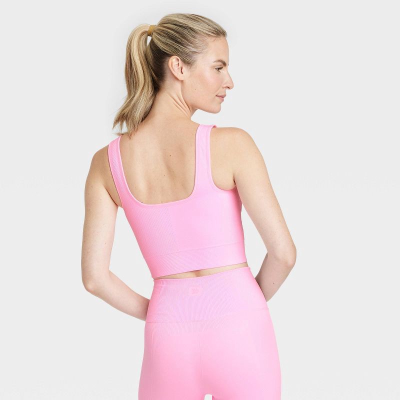 Women's Seamless Square Neck Crop Tank Top - All In Motion™ Pink