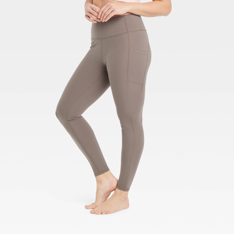 Women's Brushed Sculpt High-Rise Pocketed Leggings - All In Motion™ Taupe L  1 ct